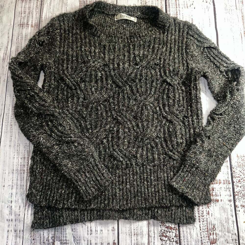 Decree Cable Knit Sweater Gray Melange-S